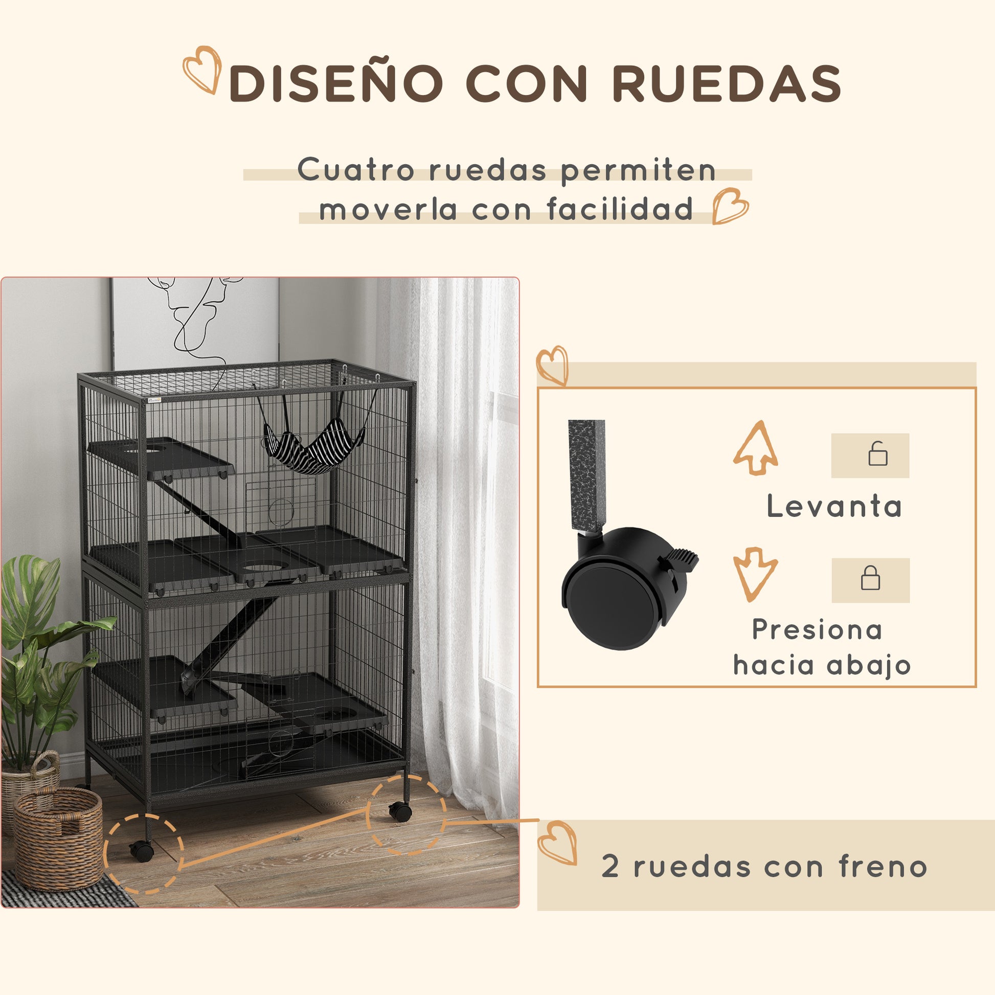 4-Level Cage for Small Animals Cage for Rodents with Wheels, Ramps, Hanging Hammock, and Removable Tray Enclosure for Rabbits Chinchillas Ferrets 31.5x20.5x50 inches Dark Gray