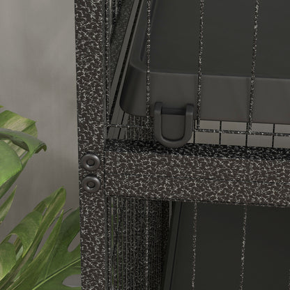 4-Level Cage for Small Animals Cage for Rodents with Wheels, Ramps, Hanging Hammock, and Removable Tray Enclosure for Rabbits Chinchillas Ferrets 31.5x20.5x50 inches Dark Gray