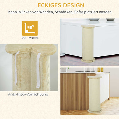 Cat Scratching Post 85cm High Scratching Pole with Sisal Rope, Tilt Protection Cat Scratching Tree for Medium Sized Cats, Cream White