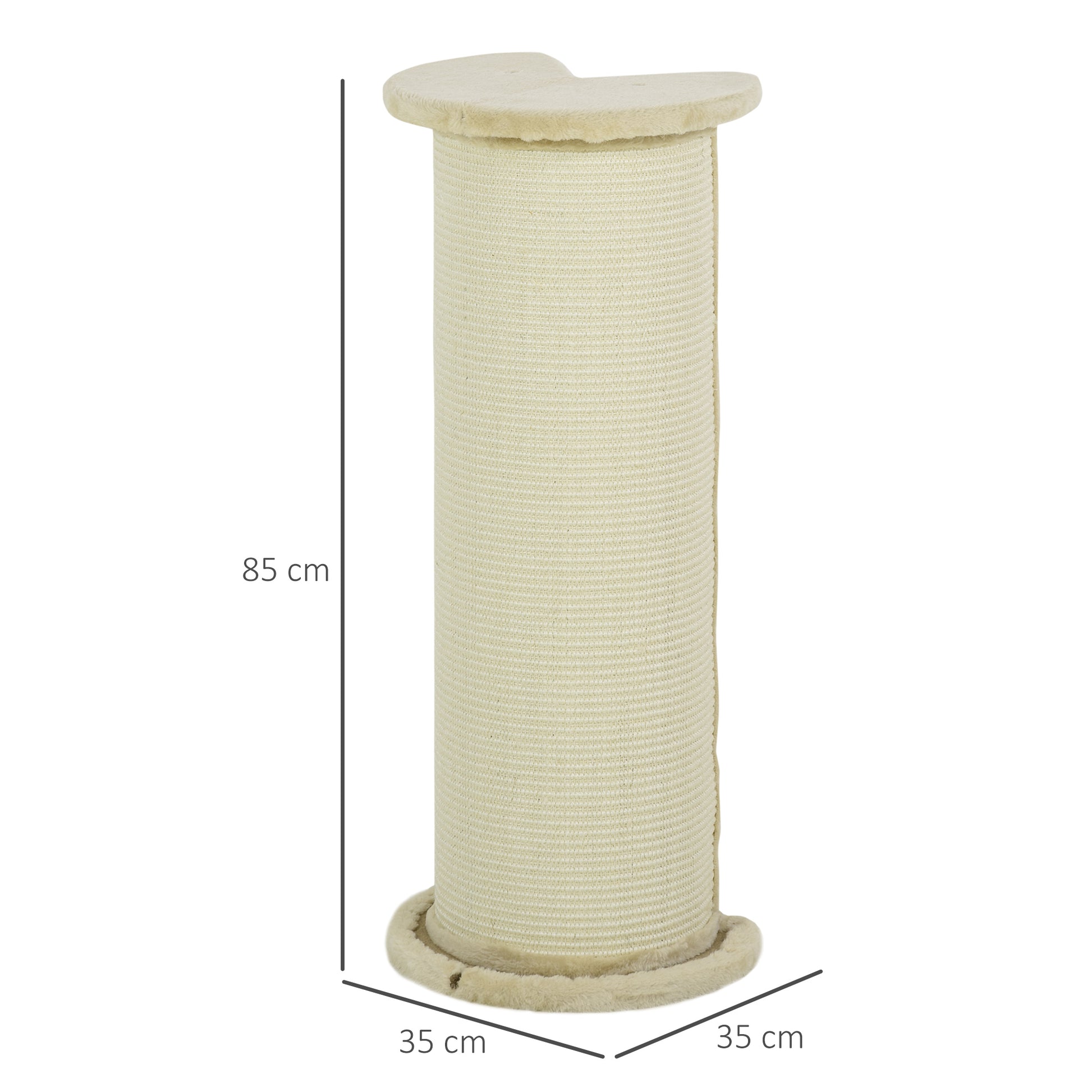 Cat Scratching Post 85cm High Scratching Pole with Sisal Rope, Tilt Protection Cat Scratching Tree for Medium Sized Cats, Cream White