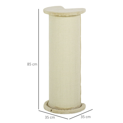 Cat Scratching Post 85cm High Scratching Pole with Sisal Rope, Tilt Protection Cat Scratching Tree for Medium Sized Cats, Cream White