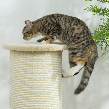Cat Scratching Post 85cm High Scratching Pole with Sisal Rope, Tilt Protection Cat Scratching Tree for Medium Sized Cats, Cream White