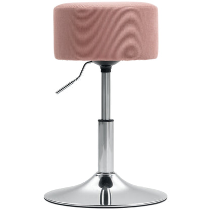 Bar Stool, Upholstered Bar Chair with Metal Frame, Corduroy Look, Height Adjustable Kitchen Stool with Footrest 360° Swivel Counter Stool for Kitchen, Living Room, Dining Room Pink