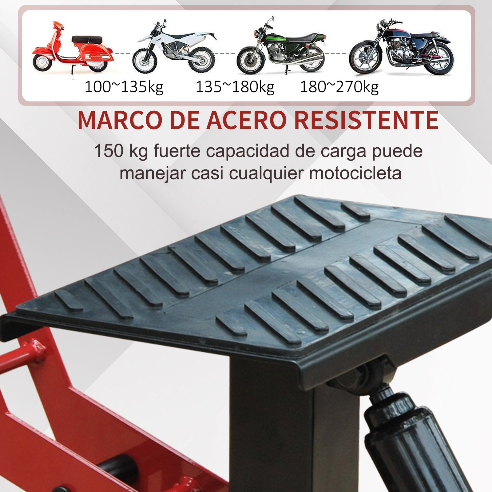Universal Adjustable Motorcycle Lift Stand for Motocross Support for Parking or Repair Damping Load 150kg Steel