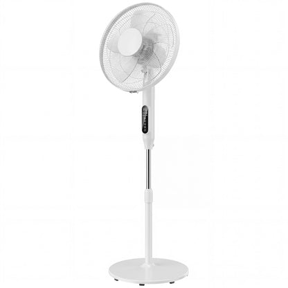 18" Smart Pedestal Fan — App & Remote, 3 Speeds/3 Modes, Adjustable 46.5–54.3 in Height, 15H Timer, Oscillating, White