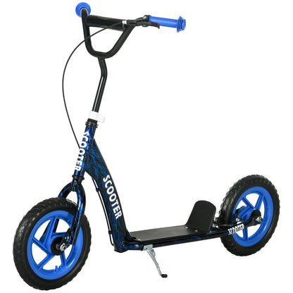 Children's Scooter with Large Wheels for 6-12 Year Olds Adjustable Height Rear Brake Kickstand Blue