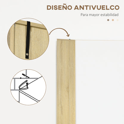 Bathroom Auxiliary Column Tall Bathroom Cabinet with 4 Doors 2 Open Shelves and Adjustable Shelves Modern Style for Living Room 53x33.5x195.7 cm White and Oak