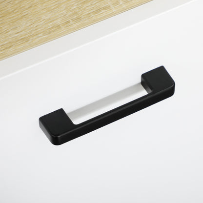 Bathroom Auxiliary Column Tall Bathroom Cabinet with 4 Doors 2 Open Shelves and Adjustable Shelves Modern Style for Living Room 53x33.5x195.7 cm White and Oak