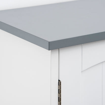 Over-the-Toilet Bathroom Cabinet with Double Door Cupboard, Adjustable Shelf, and Open Compartments, 64 x 22 x 165 cm, White