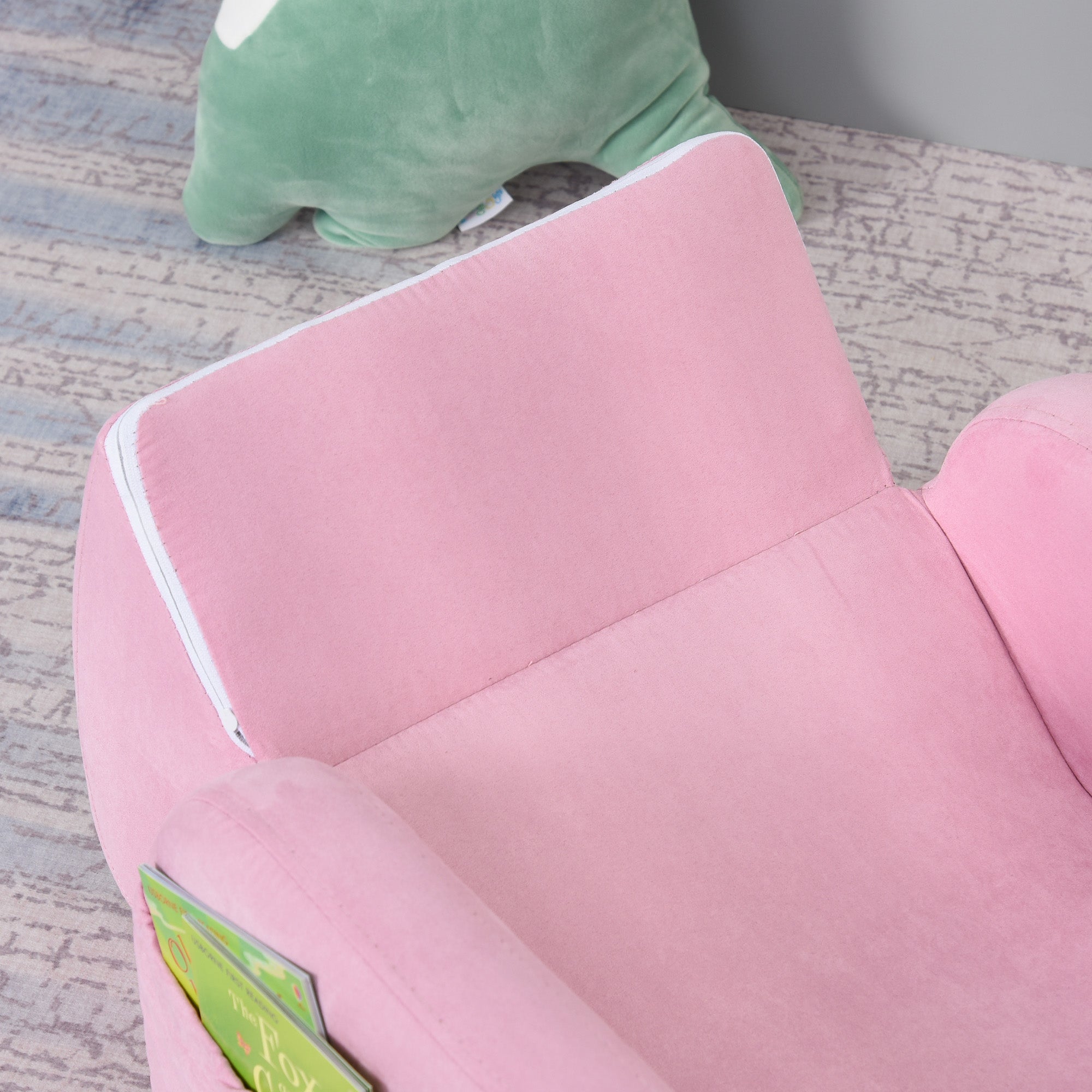 Kids Sofa for 3-Year-Olds Transformable 2-in-1 Children's Folding Bed with Armrests Wide Padded Seat 47x45x38 cm Pink
