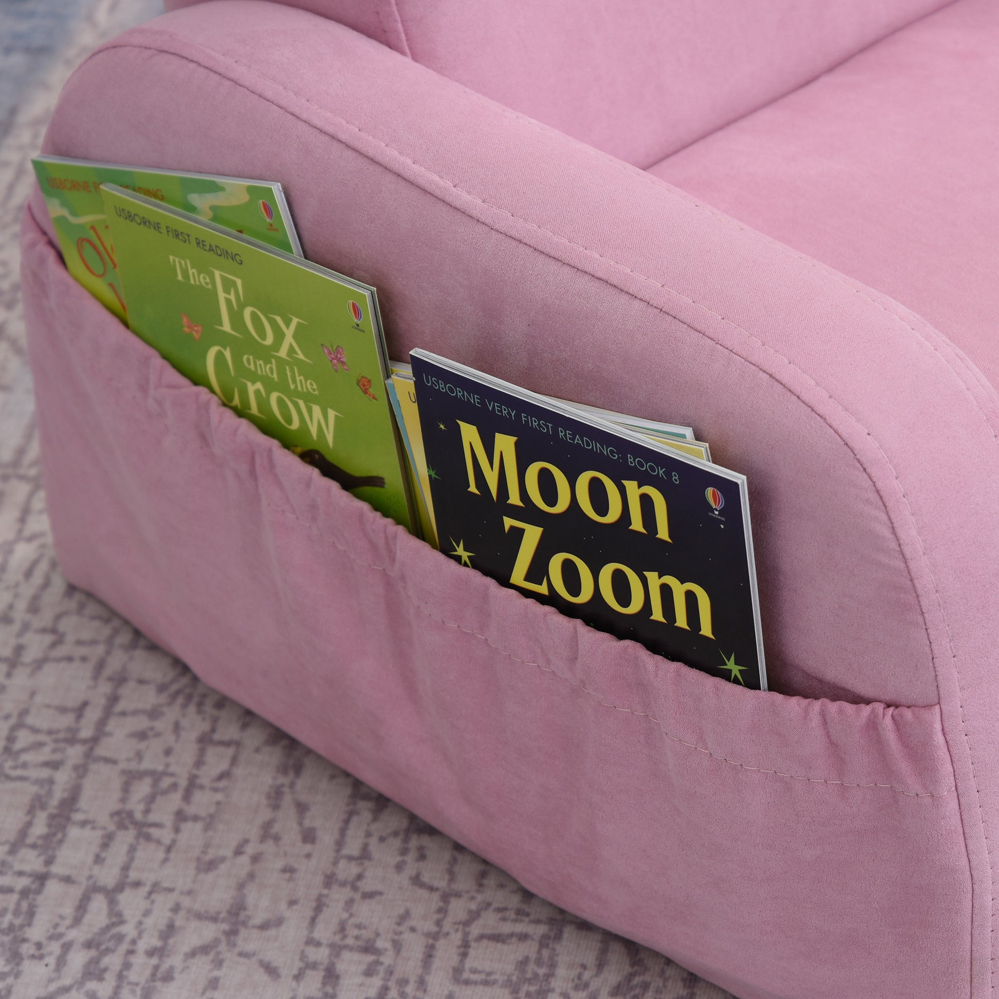 Kids Sofa for 3-Year-Olds Transformable 2-in-1 Children's Folding Bed with Armrests Wide Padded Seat 47x45x38 cm Pink