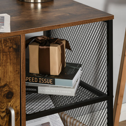 Printer Stand - office organizer cabinet - cupboard door, 2 niches, large shelf - wood-colored particle boards black metal