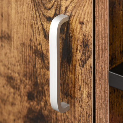 Printer Stand - office organizer cabinet - cupboard door, 2 niches, large shelf - wood-colored particle boards black metal