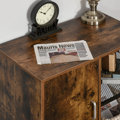 Printer Stand - office organizer cabinet - cupboard door, 2 niches, large shelf - wood-colored particle boards black metal
