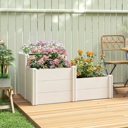 3-Tier Stackable Raised Garden Bed with Open Bottom – Modular Vinyl Planter Box for Garden & Balcony, 47.2 x 31.5 x 25.2 in, White