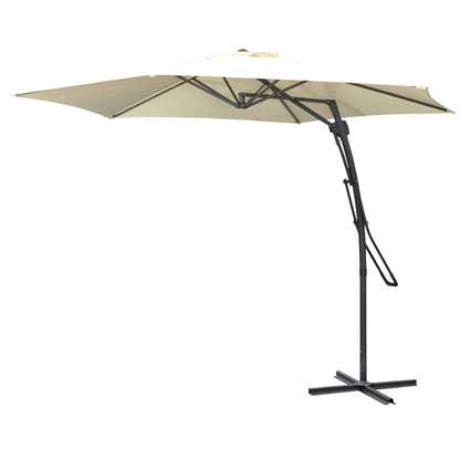 Offset Patio Umbrella Ø293 cm (9.6 ft) with Crank, Cross Base — Water-Resistant, Wind-Resistant, UV Protection, Cream