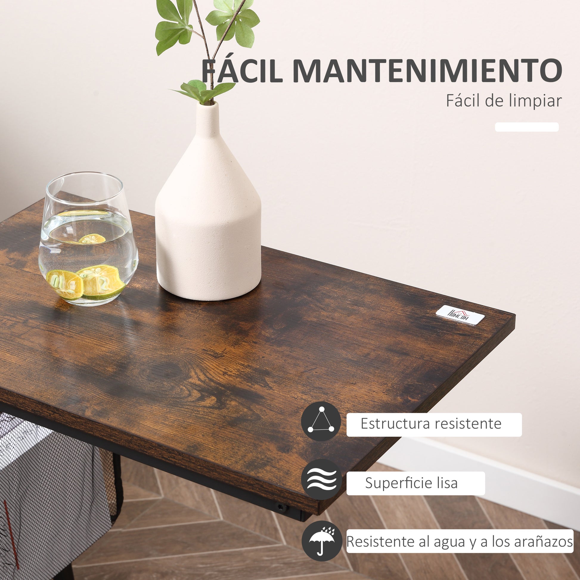 Side Table for Sofa and Bed Small C-Shaped Side Table with Storage Pocket Industrial Style for Living Room 53x35x64.5 cm Rustic Brown