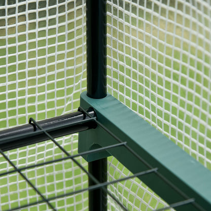 Outdoor Greenhouse Small Greenhouse with 4 Shelves Roll-Up Zippered Door and Steel Frame Greenhouse for Crops Plants Flowers 143x73x195 cm White