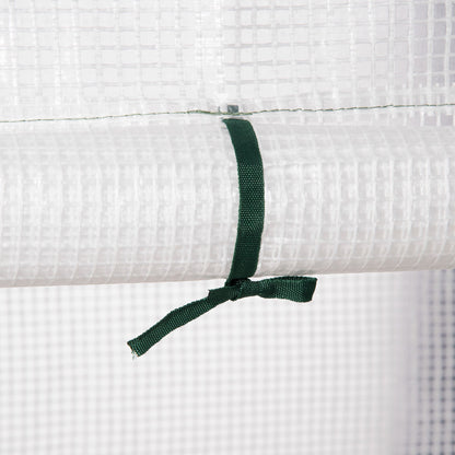 Outdoor Greenhouse Small Greenhouse with 4 Shelves Roll-Up Zippered Door and Steel Frame Greenhouse for Crops Plants Flowers 143x73x195 cm White