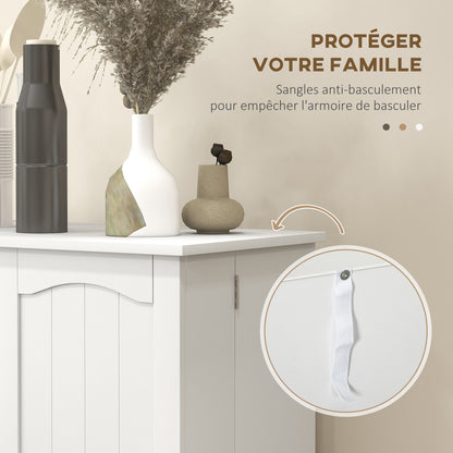 Kitchen Cabinet Buffet Cupboard Modern Storage Cabinet with Adjustable Shelves and 12 Spice Racks, Pantry for Dining Room, Living Room, 60 x 30 x 104 cm, White