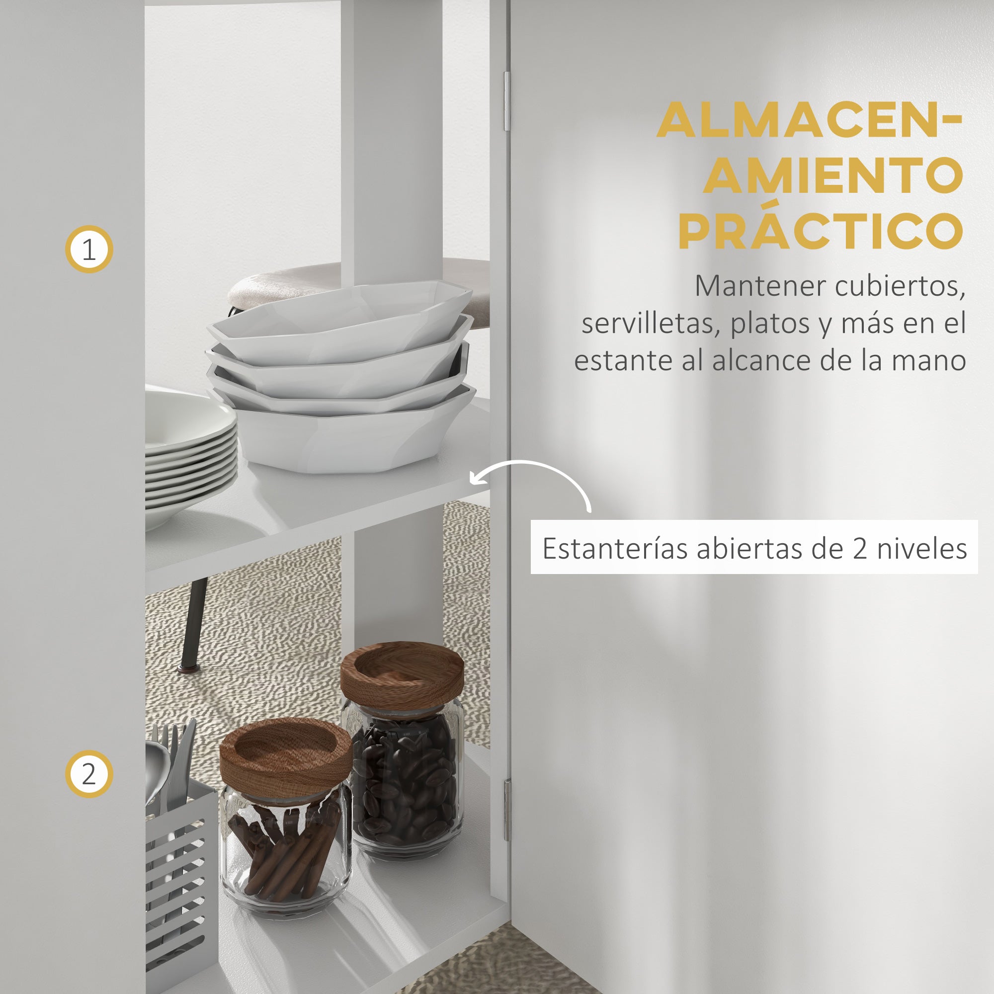 Folding Dining Table with Wheels Kitchen Table with Foldable Sides and 2 Open Shelves Modern Style 80 kg Capacity 120x60x77 cm White