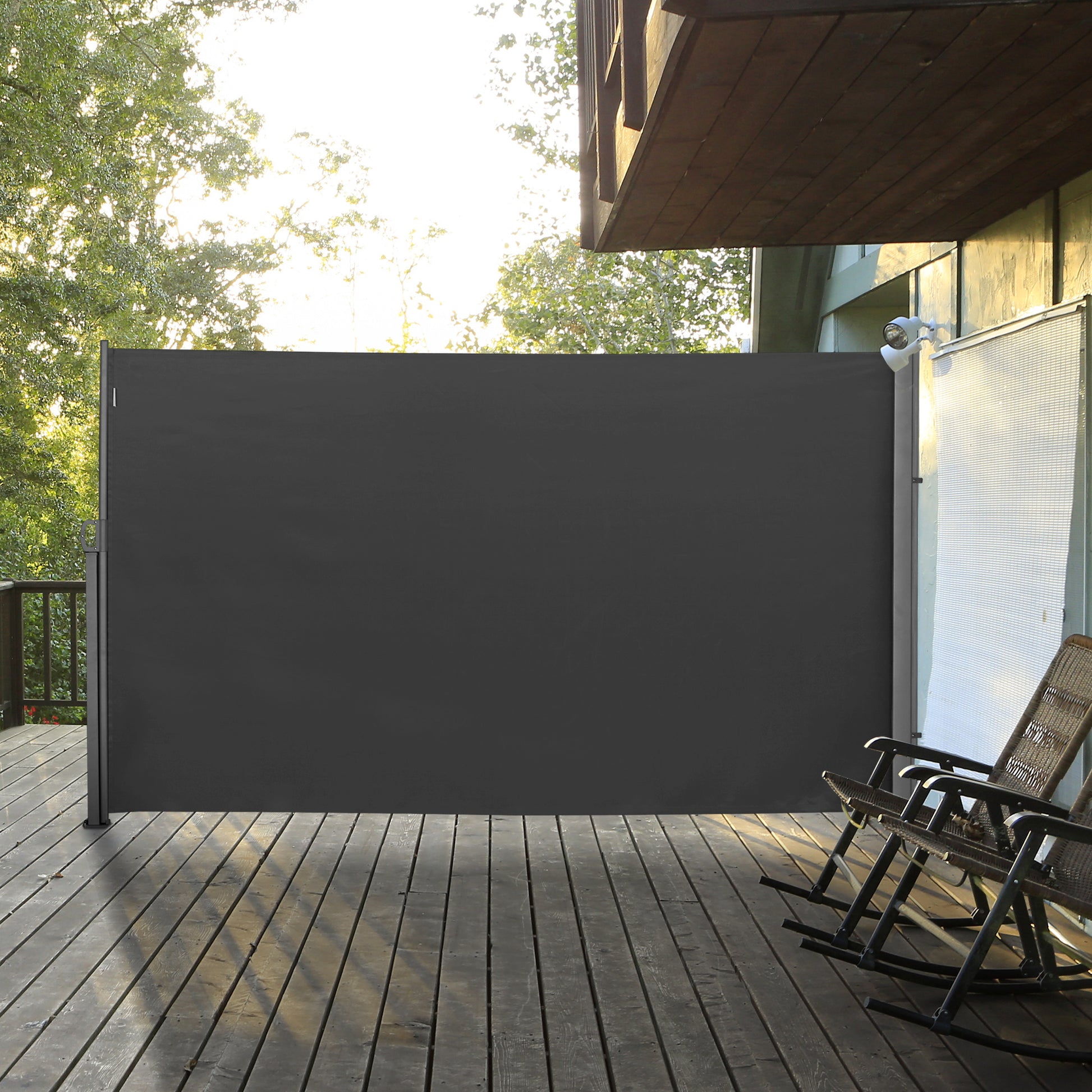 Retractable Side Awning 300x180 cm Roll-up Screen Privacy Screen Waterproof and Anti-UV Privacy Protection for Garden Balcony Terrace Gray