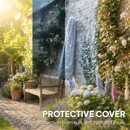 9.7 ft (295 cm) Tilting Patio Umbrella with Crank and Cover — Wind-Resistant, Vented Market Umbrella for Garden, Balcony, Terrace, Gray