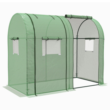 Garden Greenhouse Sturdy Greenhouse with 4 Roll-up Doors 2 Anti-UV Zipper Doors  for Plant Flowers Tomatoes Cultivation on Terrace Patio 185x94x150 cm Green