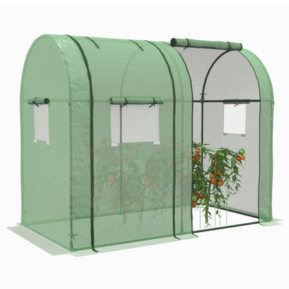 Garden Greenhouse Sturdy Greenhouse with 4 Roll-up Doors 2 Anti-UV Zipper Doors  for Plant Flowers Tomatoes Cultivation on Terrace Patio 185x94x150 cm Green