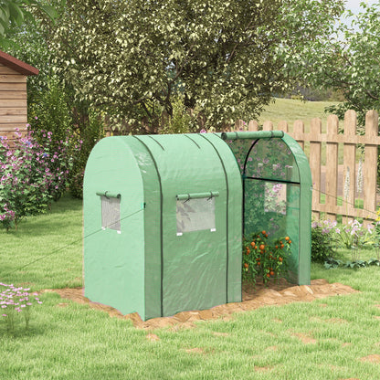 Garden Greenhouse Sturdy Greenhouse with 4 Roll-up Doors 2 Anti-UV Zipper Doors  for Plant Flowers Tomatoes Cultivation on Terrace Patio 185x94x150 cm Green