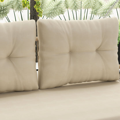 Hollywood Swing 2-Seater Rattan Garden Swing with Cushions Chain Hanging Bench up to 240 kg Load Capacity Swing Bench Garden Bench for Garden Balcony 115 x 66 x 44 cm Beige