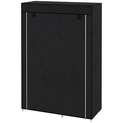 Wardrobe Fabric Wardrobe with 6 Shelves, Clothes Rail, Zipper Folding Wardrobe for Dressing Room Bedroom, 103 x 43 x 162.5 cm, Black