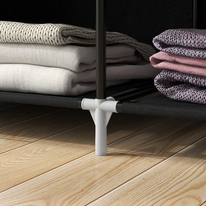 Wardrobe Fabric Wardrobe with 6 Shelves, Clothes Rail, Zipper Folding Wardrobe for Dressing Room Bedroom, 103 x 43 x 162.5 cm, Black