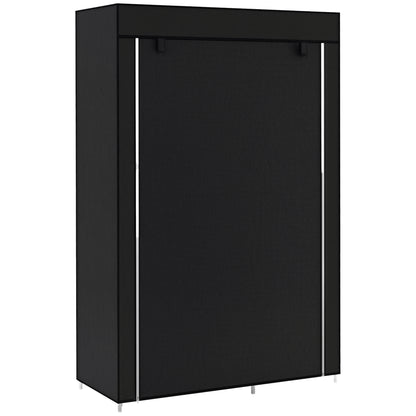 Wardrobe Fabric Wardrobe with 6 Shelves, Clothes Rail, Zipper Folding Wardrobe for Dressing Room Bedroom, 103 x 43 x 162.5 cm, Black