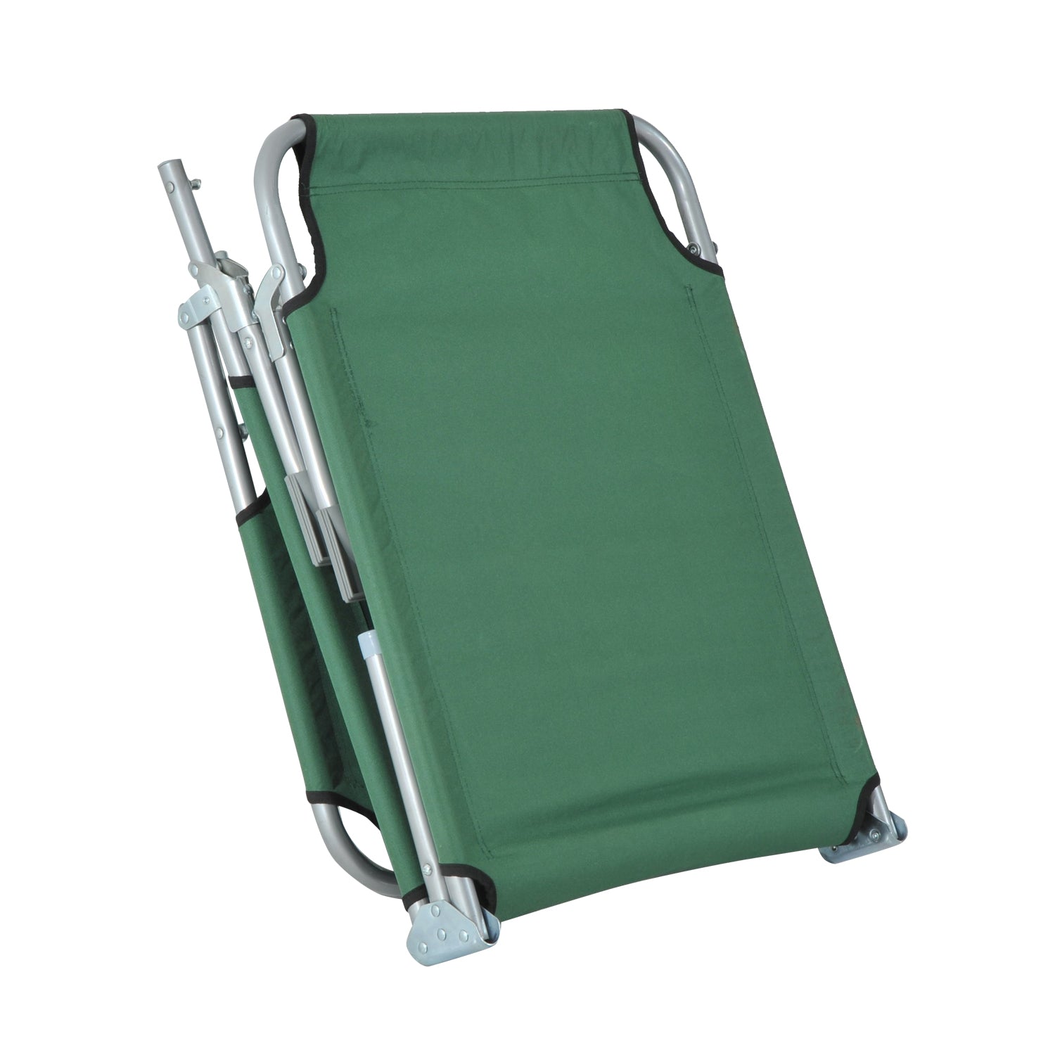 Folding Camping Bed Portable Sun Lounger with 4-Level Adjustable Backrest 120 kg Weight Capacity for Beach Garden Swimming Pool Hiking 187x58x28 cm Green