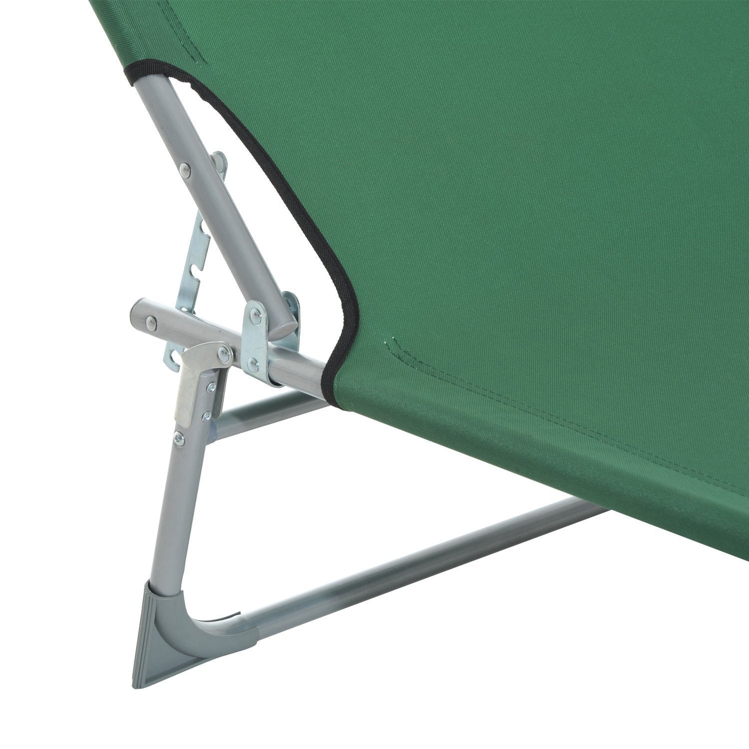 Folding Camping Bed Portable Sun Lounger with 4-Level Adjustable Backrest 120 kg Weight Capacity for Beach Garden Swimming Pool Hiking 187x58x28 cm Green