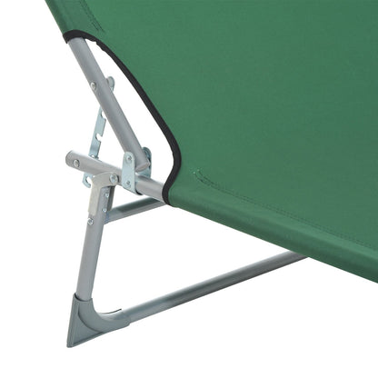 Folding Camping Bed Portable Sun Lounger with 4-Level Adjustable Backrest 120 kg Weight Capacity for Beach Garden Swimming Pool Hiking 187x58x28 cm Green