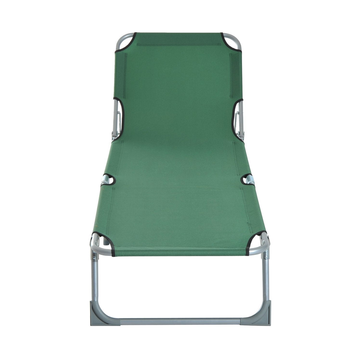 Folding Camping Bed Portable Sun Lounger with 4-Level Adjustable Backrest 120 kg Weight Capacity for Beach Garden Swimming Pool Hiking 187x58x28 cm Green
