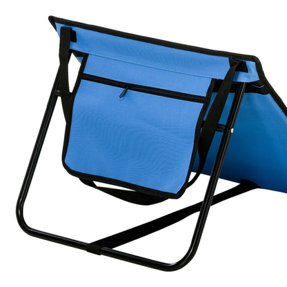 Set of 2 Padded Beach Mats - Beach Mattress - Beach Mats - Multi-Position Reclining Backrest - Included Carrying Bag - Blue Oxford Steel