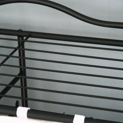 Adult Bedroom Wardrobe Clothing Dressing Multi Storage 5 Shelves 84L x 42W x 159H cm Metal Black 2 White Curtains