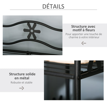 Adult Bedroom Wardrobe Clothing Dressing Multi Storage 5 Shelves 84L x 42W x 159H cm Metal Black 2 White Curtains