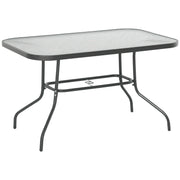 Garden Table Bistro Table Patio Table Garden Side Table Bistro Table Garden Furniture with Glass Top Umbrella Hole Tempered Glass + Metal Charcoal Grey 120 x 80 x 70 cm