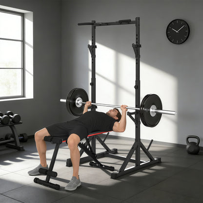 SPORTNOW 2-Level Barbell Rack – Steel Squat Rack with Plate Storage, Up to 200 kg Load
