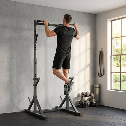 SPORTNOW 2-Level Barbell Rack – Steel Squat Rack with Plate Storage, Up to 200 kg Load