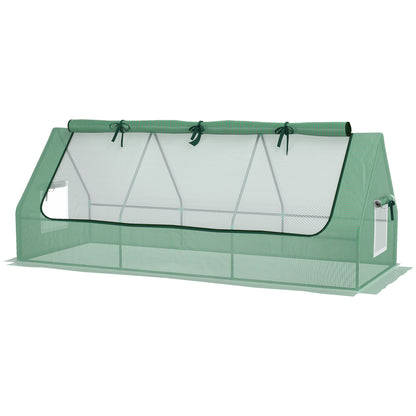 Greenhouse with Windows, PE Grid Film, UV Resistant Foil Greenhouse Made of Steel, Greenhouse for Balcony, Garden 240x90x90cm, Tomato Greenhouse for Vegetables, Flowers, Plants, Green