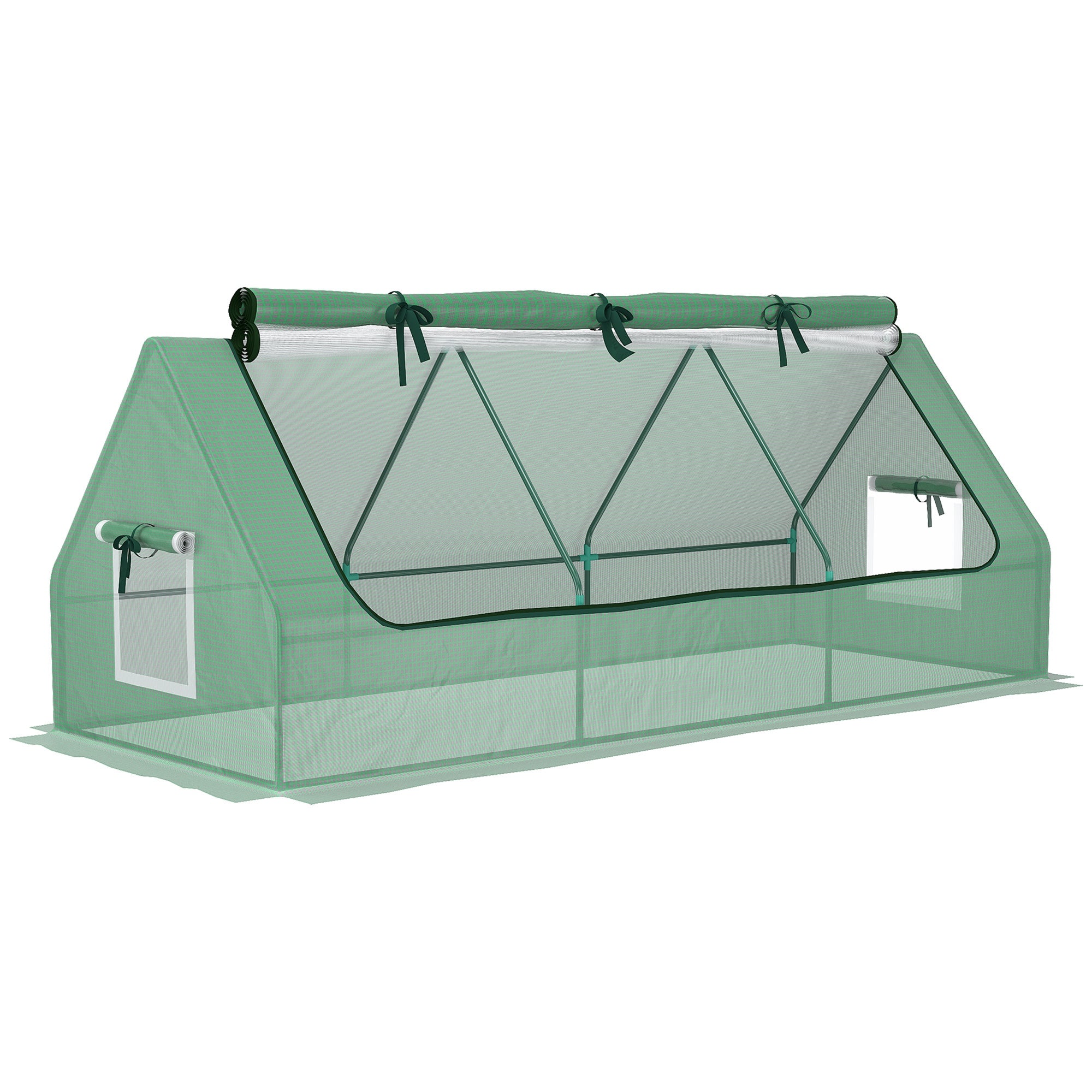 Greenhouse with Windows, PE Grid Film, UV Resistant Foil Greenhouse Made of Steel, Greenhouse for Balcony, Garden 240x90x90cm, Tomato Greenhouse for Vegetables, Flowers, Plants, Green