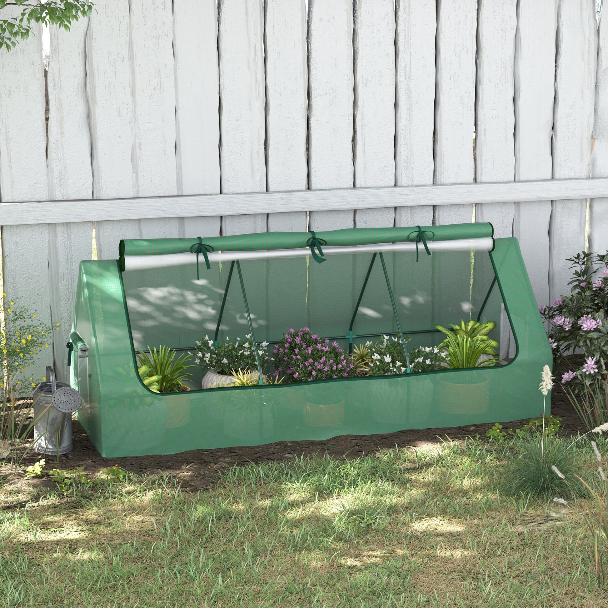 Greenhouse with Windows, PE Grid Film, UV Resistant Foil Greenhouse Made of Steel, Greenhouse for Balcony, Garden 240x90x90cm, Tomato Greenhouse for Vegetables, Flowers, Plants, Green