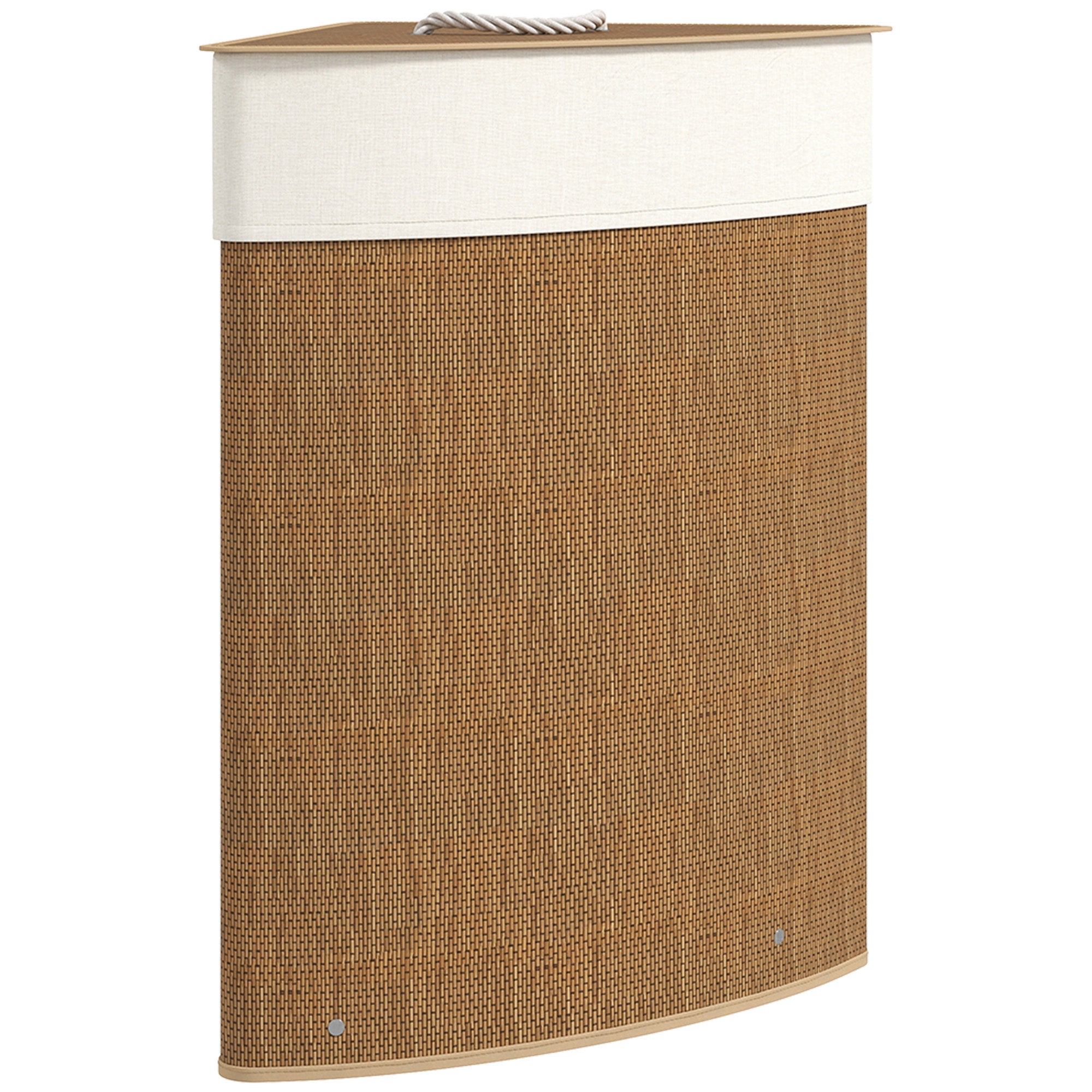 Bamboo Laundry Basket with Lid 55 L Corner Laundry Collector with Removable Laundry Bag, Laundry Box Laundry Baskets for Bathroom Laundry Room Bedroom Brown