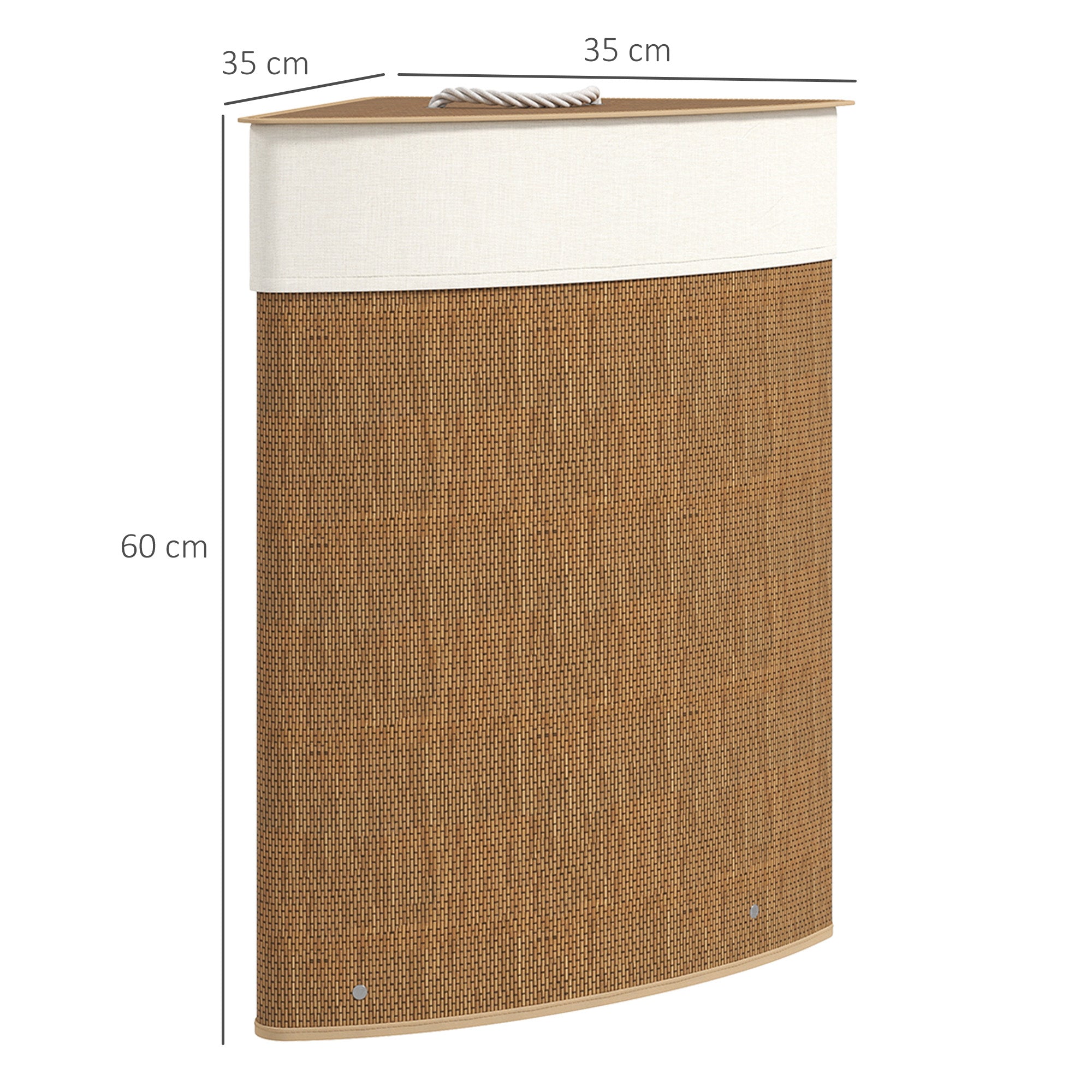 Bamboo Laundry Basket with Lid 55 L Corner Laundry Collector with Removable Laundry Bag, Laundry Box Laundry Baskets for Bathroom Laundry Room Bedroom Brown