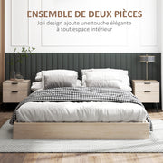 Set of 2 Bedside Tables, Modern Nordic Style Nightstand, with Two-level Drawer, Solid Wood Legs, for Bedroom, Living Room, Oak Effect